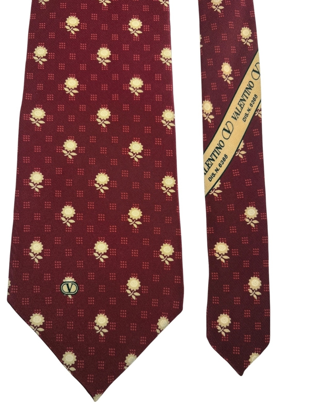 Valentino 100% Silk Red Cream Floral Made in Italy Men's Designer Tie